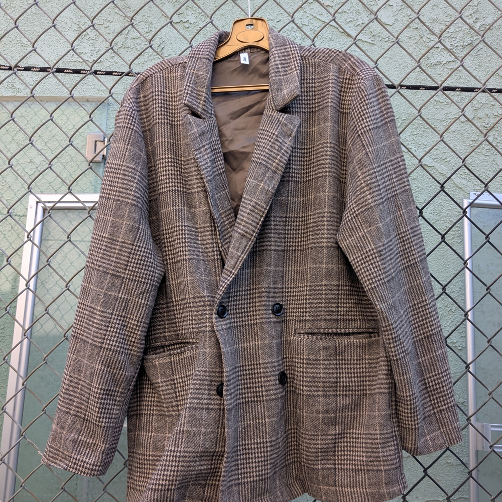 Women's Brown Plaid Blazer